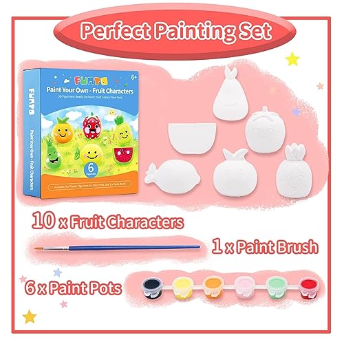 Funto-Paint-Your-Own-Fruits-Painting-Kit-13-PCS-Crafts-Set-for-Kids-STEAM-Project-Creative-Activity-DIY-Toys-with-6-Figurines-6-Paint-Pots-1-Brush