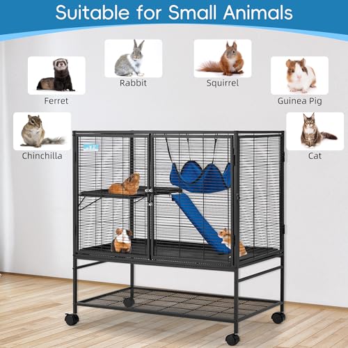 HABUTWAY Gaiola grande de metal para furões rolantes de 101 cm, gaiolas de animais pequenos de 2 cam