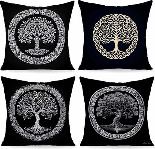 Housses coussin 55x55 aspect lin noir avec fermeture éclair cachée chic - 2