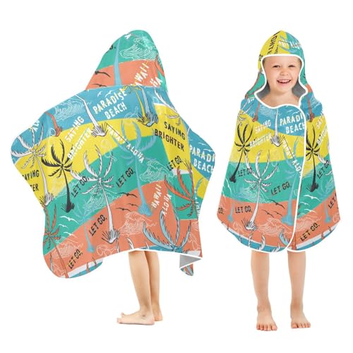 susiyo Kids Hooded Bath Towel Cool Summer Beach Towel for Kids 23.5 x 50 Inch Microfiber Soft Absorbent Quick Dry Bath Swim Pool Towel Wrap Poncho Bathrobe with Hood for Kids Toddler
