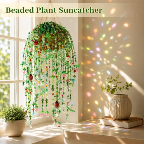 Image of 4248 Pcs Beaded Plant Kit, Green Beads for Beaded Plants with LED Lights
