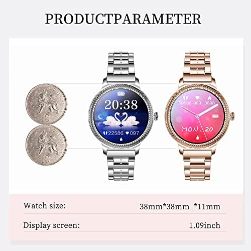 Ladies Smart Watch for Women Full Touchscreen Smartwatch IP68 Waterproof Ladies Activity Tracker Fitness Watch with Female Health,Heart Rate,Sleep,Step Counter,Blood Pressure Monitor for Android IOS