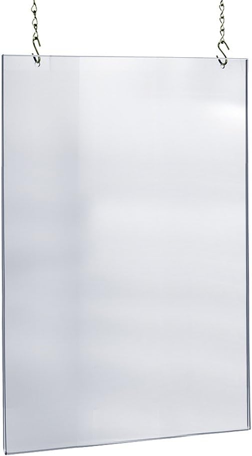Azar Displays 172709 17-Inch W by 11-Inch H Hanging Poster Frame - Acrylic Sneeze Guard - Cashier Protector