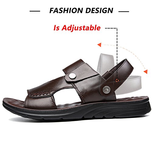 Mens Flat Sandal Summer Comfortable Leather Open-Toe Sandal Beach Walking Shoes for Outdoors Slippers3