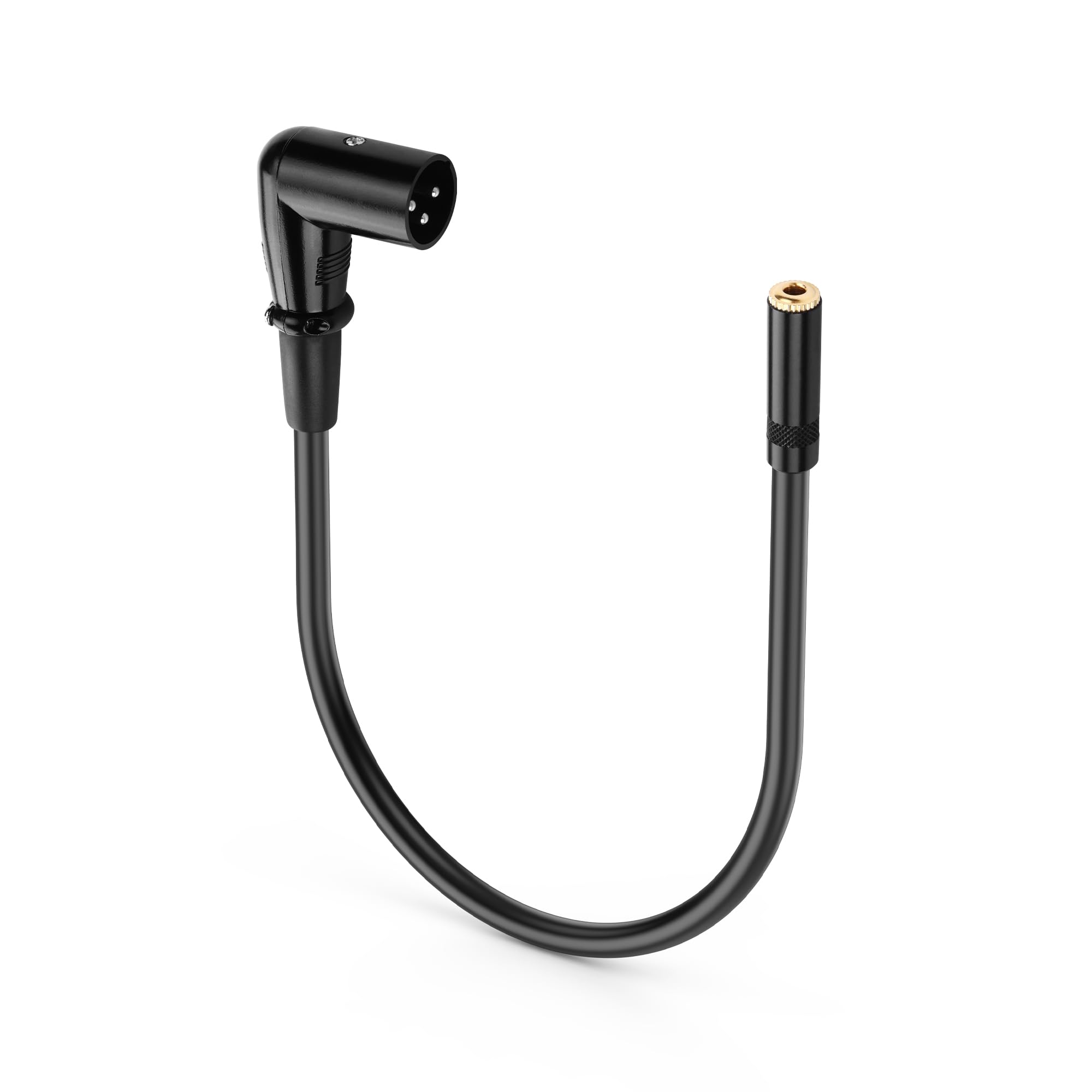 PNGKNYOCN 90 Degree XLR to 1/8 Stereo Audio Cable,Right Angle XLR Male to 3.5mm TRS Female Adapter Cable for Amplifier Mixer Microphone (0.3M/1FT(Male)
