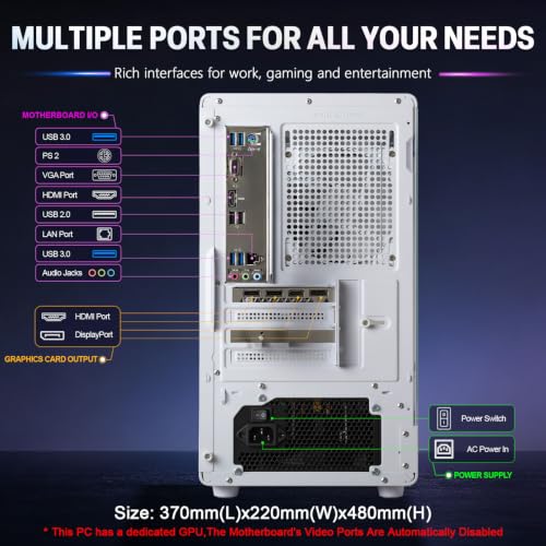 Image of Gaming PC Desktop Computer, Ryzen 5 5500 up to 4.2GHz, Radeon RX560 4G | 16G GDDR4 RAM, 512GB SSD, WiFi, Prebuilt Gaming PC Tower Computer for Game Design and Office