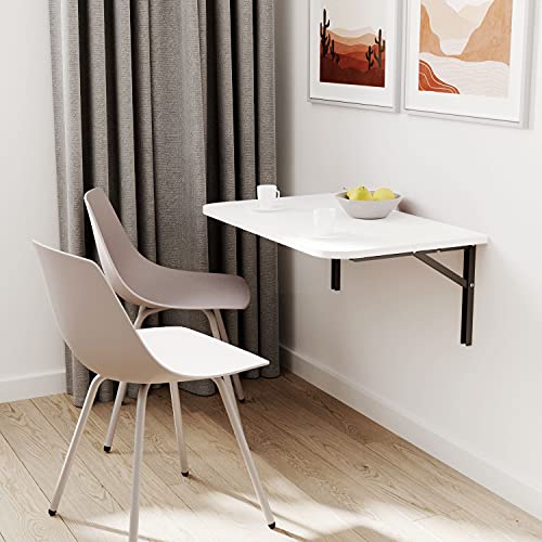 mikon AKKE Table Murale Rabattable avec Coins Arrondis - Table Pliante Gain de Place 18mm - Cuisine Bureau et Chambre d'enfant - Plateau Robuste avec Bordure...