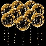 10 Pack Leuchtende Luftballons, Bobo Helium Ballons LED Luftballons, 20 Zoll Klare Luftballon mit Lichterketten für Geburtstag Hochzeit Valentinstag Party Dekor