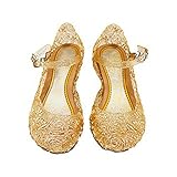 Cinderella Baby Girls Soft Crystal Plastic Shoes Children's Princess Shoes(Toddler/Little Kid) (13.5 M US Little Kid, Gold)