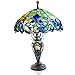 26" H Stained Glass Victorian Style Double Lit Table Lamp - Blue