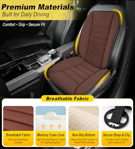 Image of kingphenix 5-Piece Car Seat Cushion Set with Back Support | Full Back Support Pillow and Seat Cushion for Long Driving, Road Trips, Truck, Van, SUV, Brown