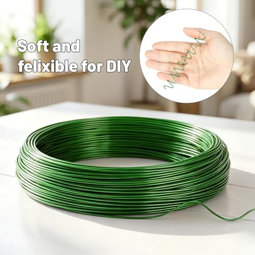 Image of Tenn Well 165ft 18 Gauge Aluminum Craft Wire Green Bendable for Jewelry | Bendable metal wire for sculpting, floral making, wreath making, wire wrapping, Christmas