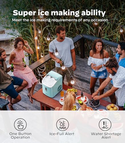 Image of Silonn Nugget Ice Maker Countertop, Chewable Pellet Ice Machine, Self-Cleaning Pebble Ice Maker with Scoop, Portable Ice Maker for Home, Kitchen, Office, Green