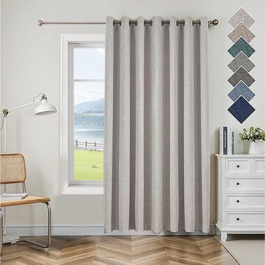 CUCRAF Fashion Full Blackout Curtain Top Ring Thermal Insulated Linen Look Blackout Curtains Summer Sun Blocking Window Curtain for Living Room — image 1