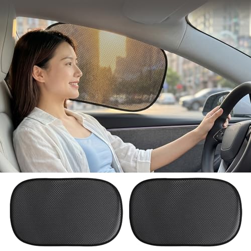 Car Window Shades (2 Pack) - Upgraded Mesh Sun Shade, Strong Static Cling - Heat Blocking, Anti-Glare & UV Protection - Foldable Memory Frame, Won't Block View - Universal Fit 99% Cars by Lezpoaze - Used condition - US$16.42