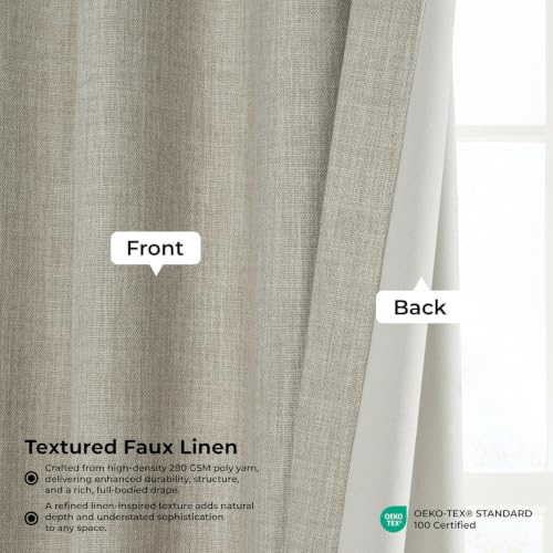 Image of HPD Half Price Drapes Grommet Linen Curtains 84 Inches Long Room Darkening Curtains for Bedroom & Living Room (1 Panel), 50W x 84L, Oatmeal