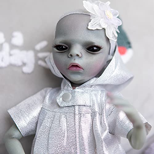 Zero Pam Reborn Alien Dolls Silicone Babies 14inch Life Size Newborn Baby Doll Cloth Body Realistic Intelligent Beings Collectible Toys