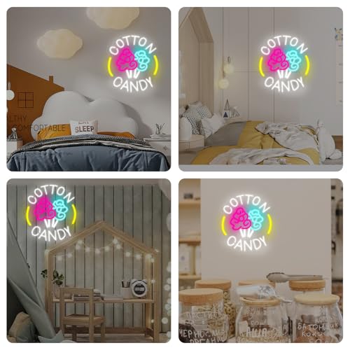 Image of Cotton Candy Shop Neon Sign Lollipop Food Led Light Home Wall Kitchen Decor Coffee Bar Shop Store Decoration, Dessert Business Light Up Signs Candy Party Decorations for Man Cave Bar Pub