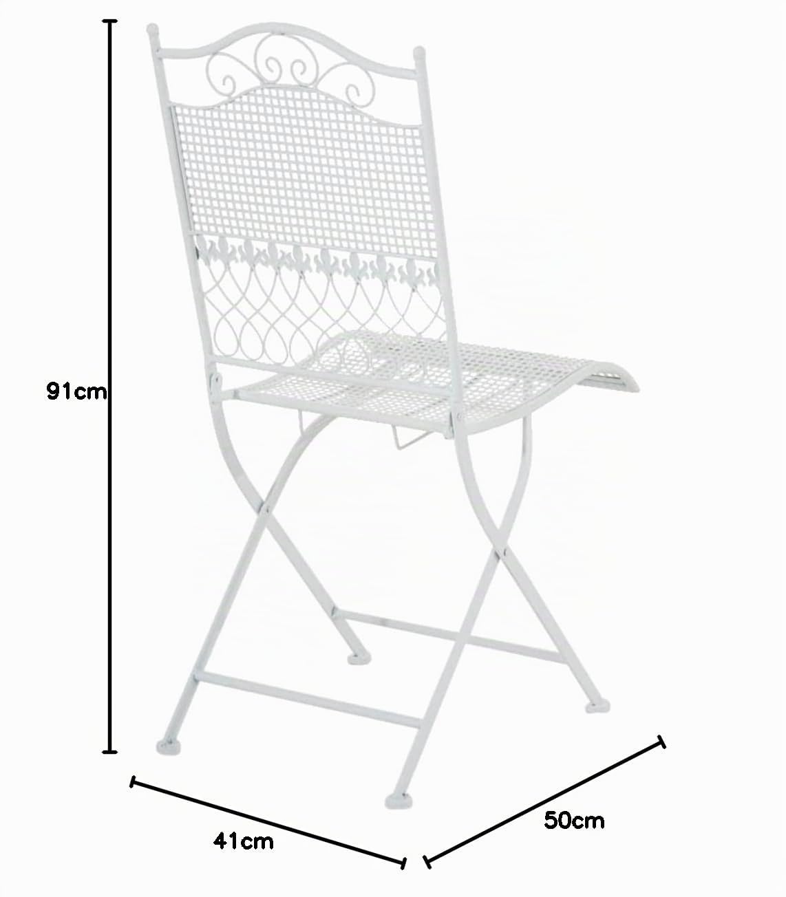 CLP Lot de 2 chaises de Jardin Pliantes Kiran, en Fer forgé Style Art Nouveau, romantiques pour terrasse, Balcon, Jardin, Couleur:Blanc