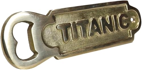 Ebros Gift Latón macizo Antiqued Nautical Marine RMS Titanic Hand Soda Beer Bottle Cap Abridor Memorabilia Mar Costero Reproducción de acento