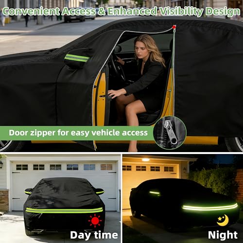 Image of Car Cover for Chevy Camaro 2010-2025, Custom Fit Waterproof All Weather Full Car Cover, Windproof Outdoor Cover with Driver-Side Zipper Door