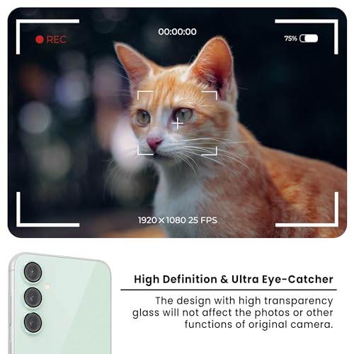 Image of FIRST MART Camera Lens Protector for Samsung Galaxy S23 FE - 9H Tempered Glass Metal Alloy Rings, Military-Grade Anti-Scratch Camera Ring Guard, HD Clear, Case-Friendly Protection - Silver