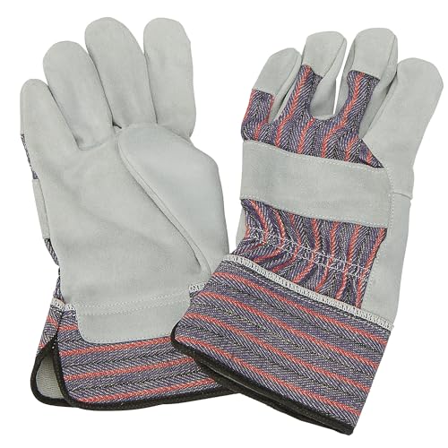 Ironton Work Gloves with Split Cowhide Palm, 1 Pair, Gray, One Size