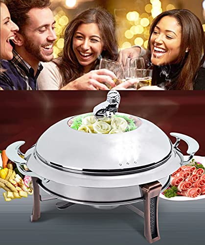 hyywmgx Chafing Dish Full Size, Edelstahl rundes Chafer Dish Set Catering Party Events Buffetwärmer Set mit Speisepfanne… – Bild 3