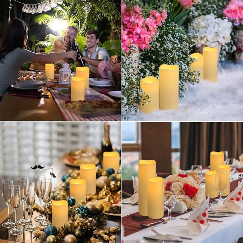 YOROXRG Set of 24 Waterproof Outdoor Flameless Candles, LED Candles with 4 Remote and Timer,(H 4" 5" 6" x D 2.2"),for Halloween Wedding Festiv - Image 4