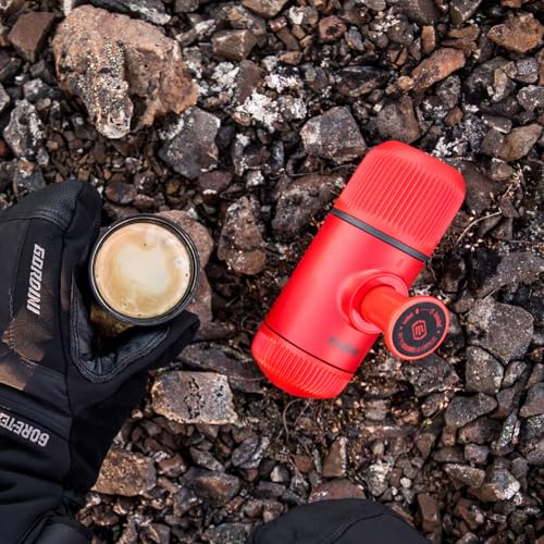 Image of WACACO Nanopresso Portable Espresso Maker, Upgrade Version of Minipresso, 18 Bar Pressure, Red Patrol Edition, Small Travel Coffee Maker, Manually Operated, Compatible with Ground Coffee