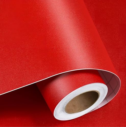 Image of ONETON ONETON Peel and Stick Red Matte Contact Paper Waterpoof Self Adhesive Decorative Wallpaper for Wall Kitchen Wallpaper for Bedroom (RED MATT WP, 12X50 inch)