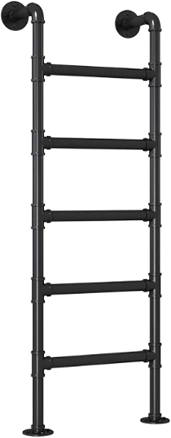 Heavy Duty Black Metal Loft Bed Ladder - 300LBS Load Safety Climbing Ladder with Mounting Kit for Home/Dorm/Library/RV/Bunk Bed/Warehouse, Easy Installation(1.6m/5.2ft/63 in)