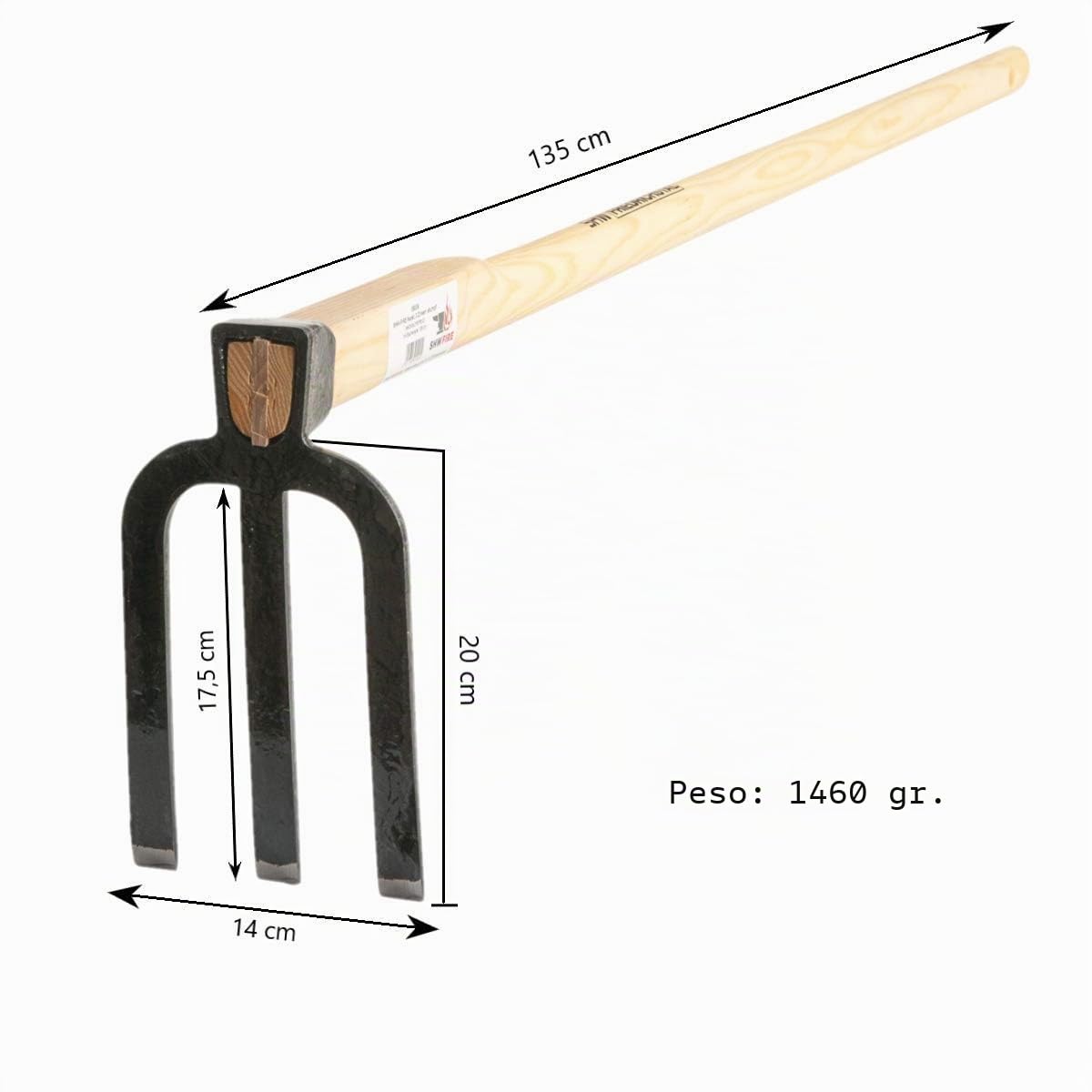 SHW-FIRE Azada de jardín de 3 dientes, diseño kárst, forjado con mango de 135 cm | Fabricado en Alemania, para jardinería y labranza, azada de jardín profesional, para suelos blandos y duros, calidad de forja
