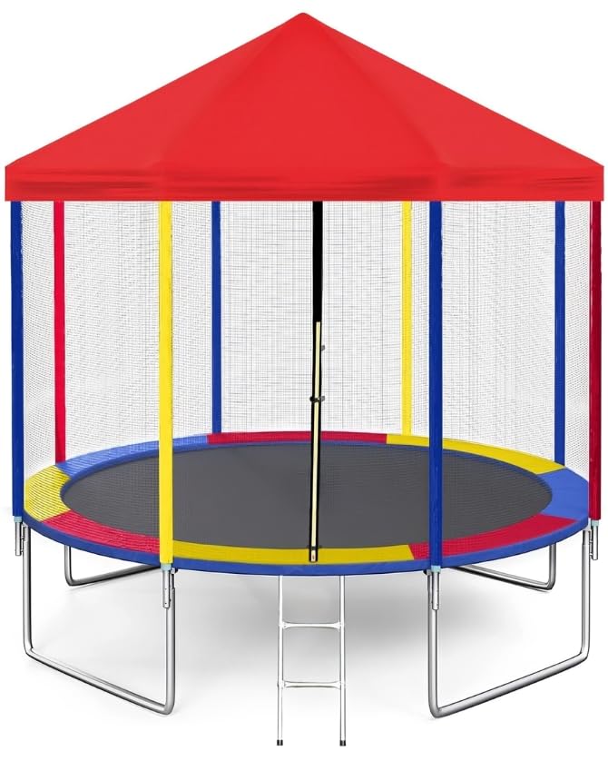 STEP OVER 6FT,8FT,10FT,12FT, 14FT, 16FT TUV Approved Trampoline (12 feet with Canopy) for Kids/Adults || Waterproof Canopy || Indoor/Outdoor ||Enclosure net and Poles || Heavy Duty || 2025 Edition-image-28