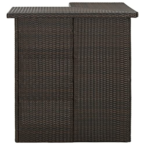 Table de bar en poly rotin marron et cadre en acier robuste 105 cm - 2