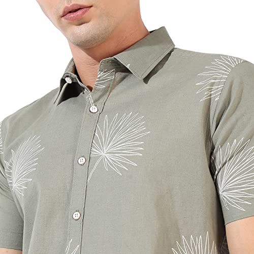 Image of CAHOOT Men's Button Up Shirt for Casual Wear | Regular Fit | Poly Lycra Shirt Crafted with Short Sleeve & Enhanced Stretch Comfort Fit for Everyday Wear