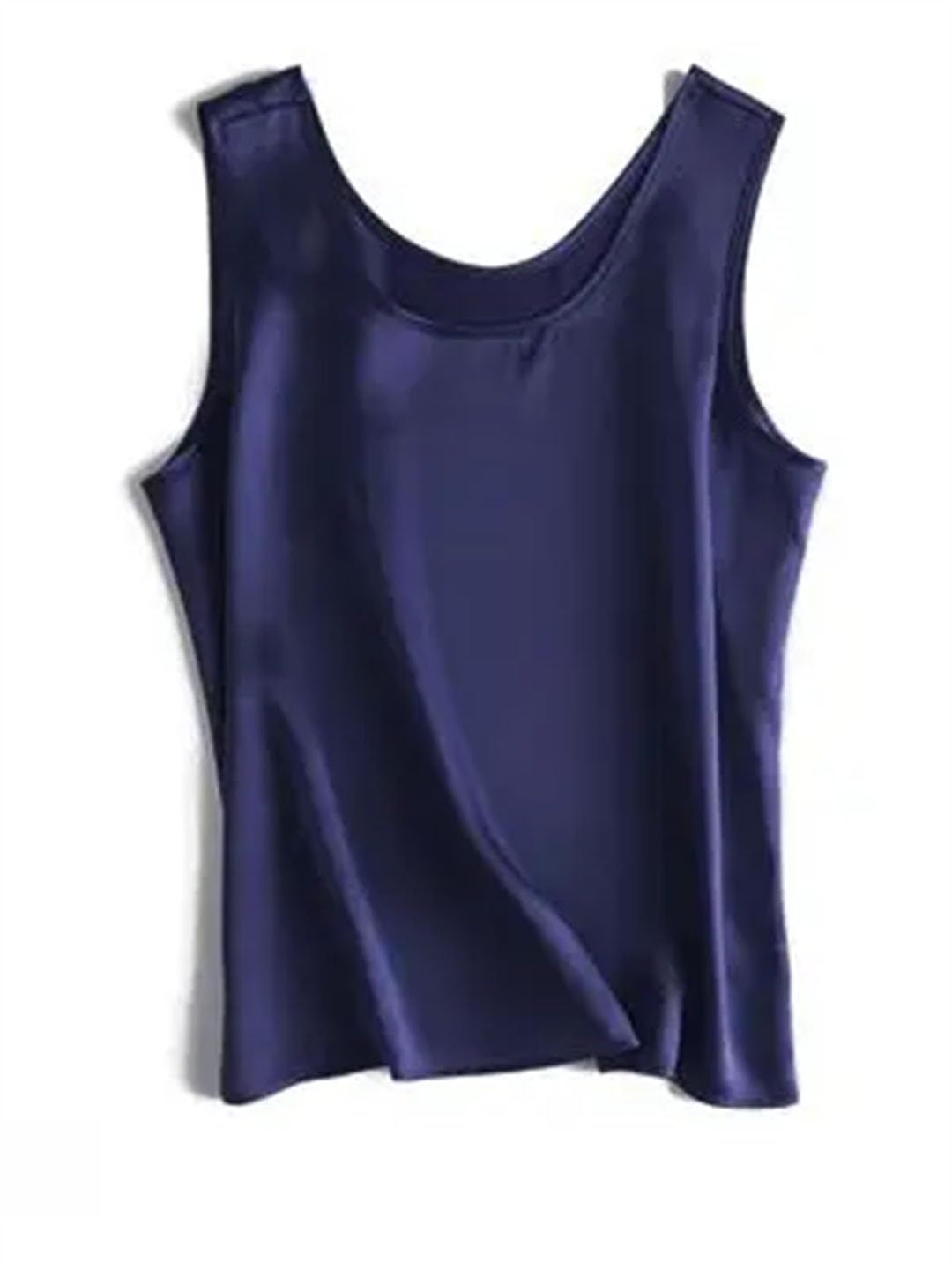 Camiseta básica y acogedora para mujer, cuello redondo, sin mangas, elegante, color liso
