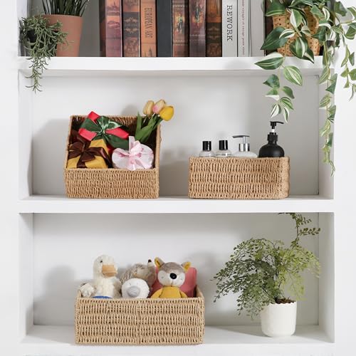 Panier jonc de mer rectangulaire 32 cm avec poignées tressées