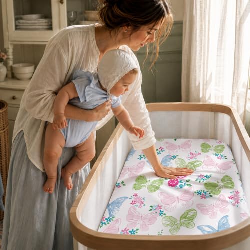 Image of Gllquen Baby Bedside Sleeper Bassinet Sheets 33x20 Inch 4 Pack Girl Boy