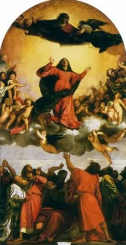 Peinture à l'huile tableau Titian l'Assumption reproduction d'art religieux sur toile 30x40