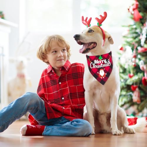 2 Stück Weihnachtshund Bandanas, Hundehalstuch, Schal Halstuch für Weihnachten Haustier Kostüm, Halstuch Hund, Dreieck Haustier Lätzchen für Haustier Weihnachten Kostüm Dekoration Zubehör