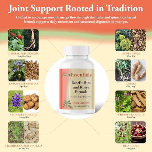 Image of Kan Herb Company Benefit Hips and Knees Formula - Traditional Chinese Herbal Blend for Dogs and Cats to Support Joint Comfort Mobility and Digestive Balance Supplement Tablets for Pets, 300 Tablets