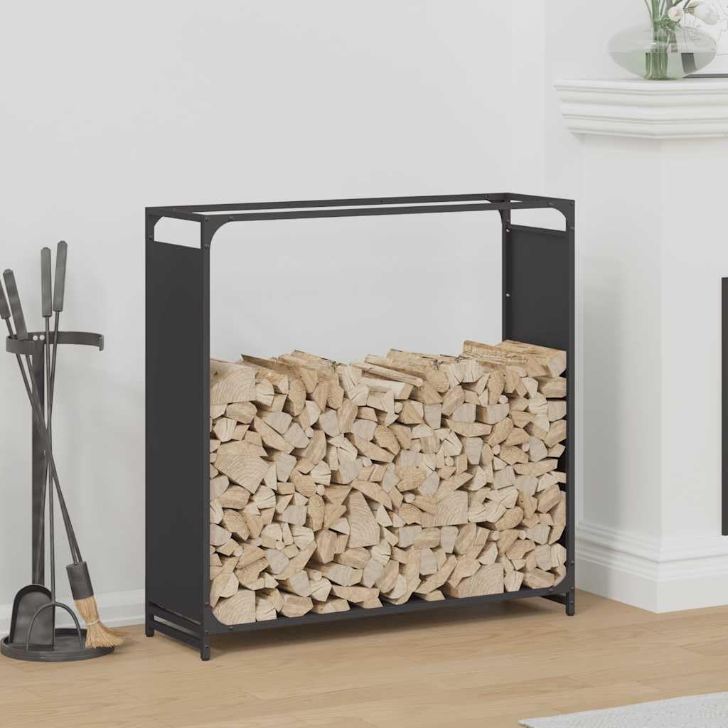 Mangloder Brennholzregal Schwarz aus kaltgewalztem Stahl 90 x 28 x 90 cm, 60 kg Tragkraft, Feuerholz Regal für Kamin, Ofen, Feuerstelle, Wohnzimmer, Indoor Outdoor Aufbewahrung