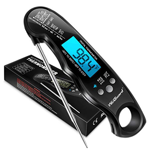 Meat Thermometer WeGuard Digital Instant Read Food Thermometer Cooking Thermometer with Probe for Baking Grilling Smoker Liquids Food Grade Stainless Steel… Black