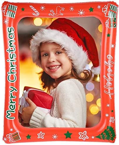 LOKIPA Christmas Inflatable Selfie Photo Frame Blow Up Picture Photo Booth Prop Frame for Birthday Wedding Bridal Shower (25.6 x 30.7Inch)