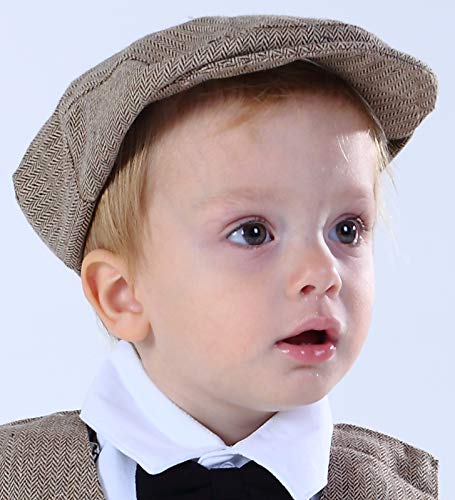 Image of A&J DESIGN Baby Boys Newsboy Cap Toddler Kids Tweed Vintage Flat Hat