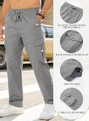 Jmierr Mens Casual Cargo Pants - Cotton Twill Stretch Chino Pants Straight Leg Sports Jogger Sweatpants For Men With 6 Pockets,Us 40(2Xl),A Gray #TOP5