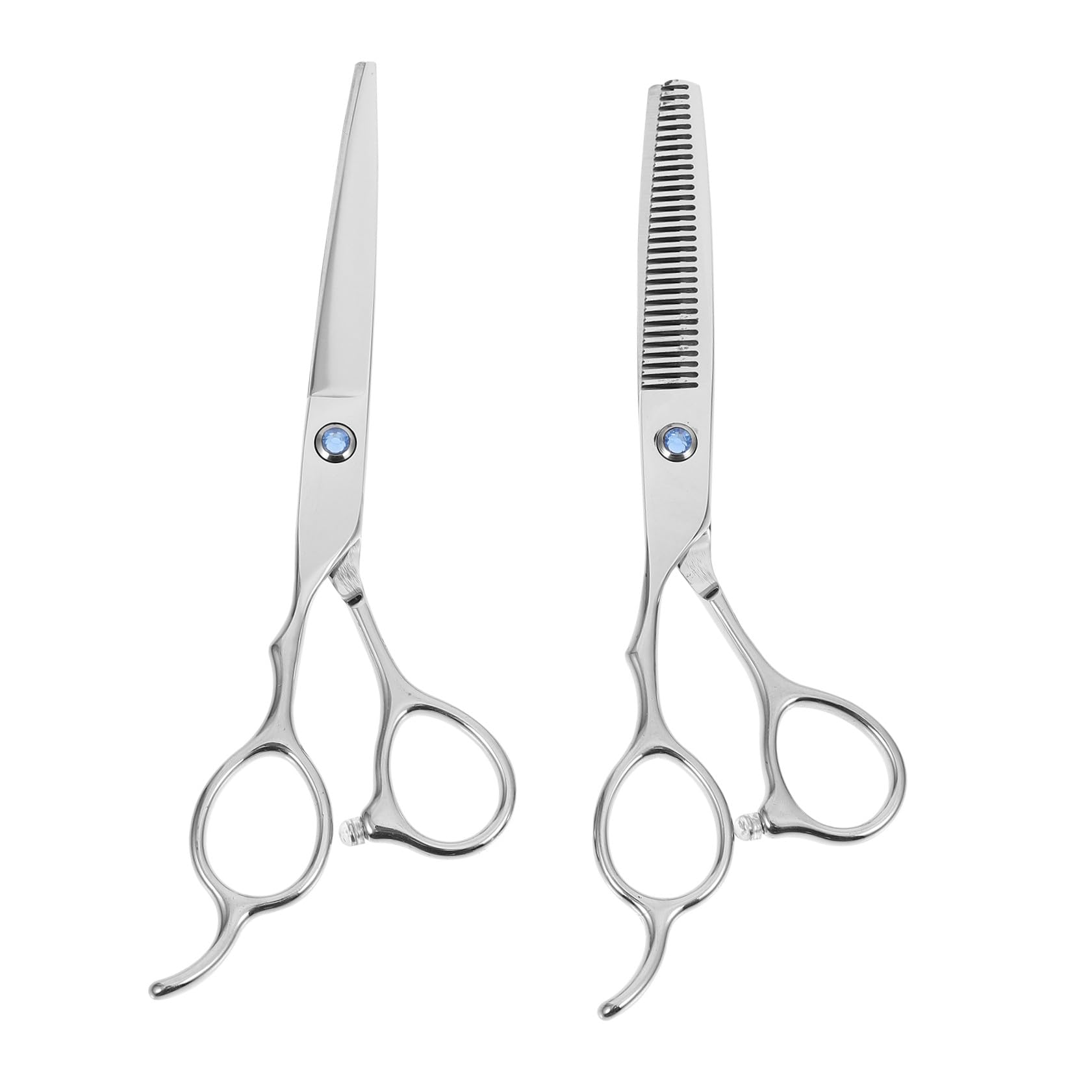 Ciseaux de Coiffure Professionnels pour Gauchers en Acier Inoxydable Argenté 2 Pièces 6 Pouces Poignée Ergonomique pour Usage Amateur et Professionnel
