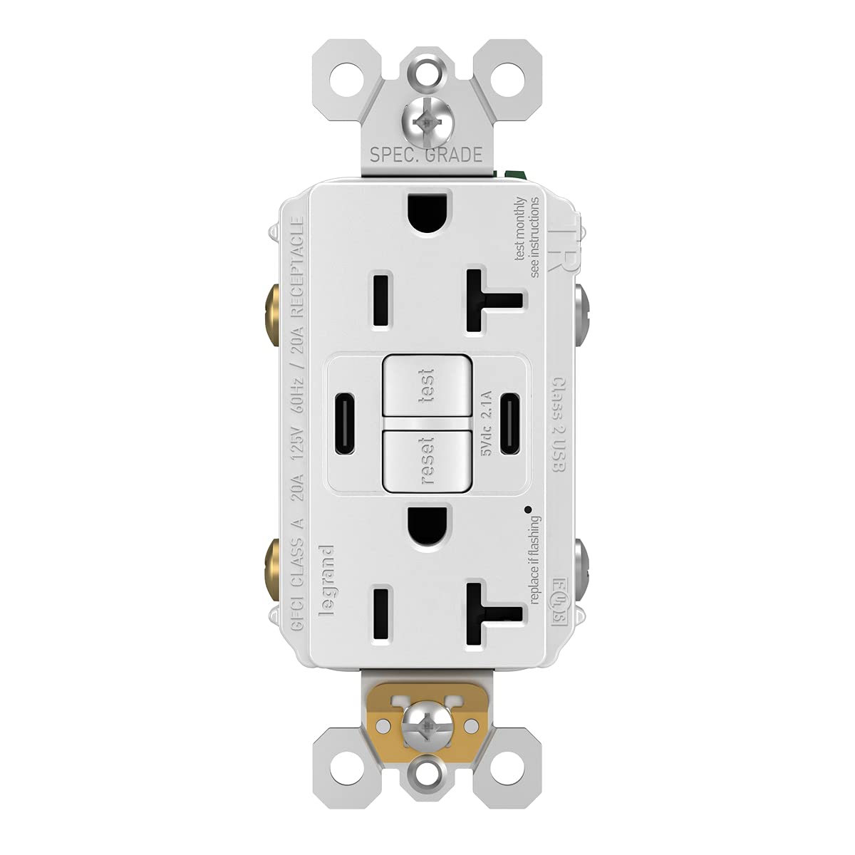 Prise USB GFCI Legrand plan de travail cuisine et charge Type-C 20A