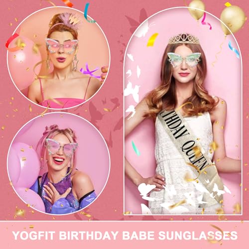 YOGFIT Birthday Glasses - Butterfly Shape Rimless Sunglasses for Party Gifts4